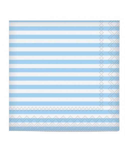 TOVAGLIOLI 25X25 BIANCO RIGHE CELESTI 20PZ - L'Officina delle