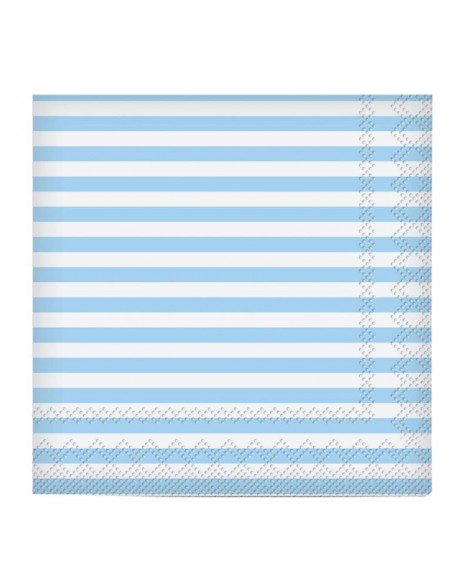 TOVAGLIOLI 25X25 BIANCO RIGHE CELESTI 20PZ - L'Officina delle TOVAGLIOLI 25X25 BIANCO RIGHE CELESTI 20PZ - L'Officina delle