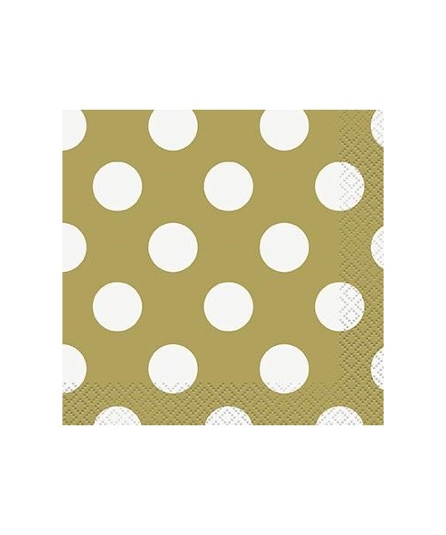 TOVAGLIOLO 25X25 ORO POIS BIANCO 16PZ - L'Officina delle feste