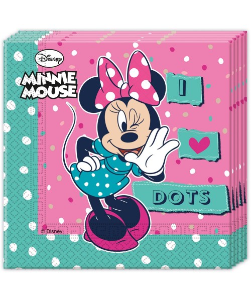 TOVAGLIOLO 33X33 MINNIE DOTS 20PZ - L'Officina delle feste