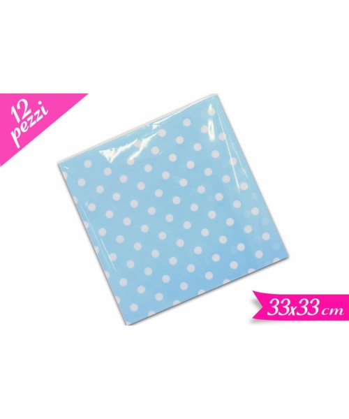 TOVAGLIOLO 33x33 CELESTE POIS BIANCHI PZ. 12 - L'Officina delle