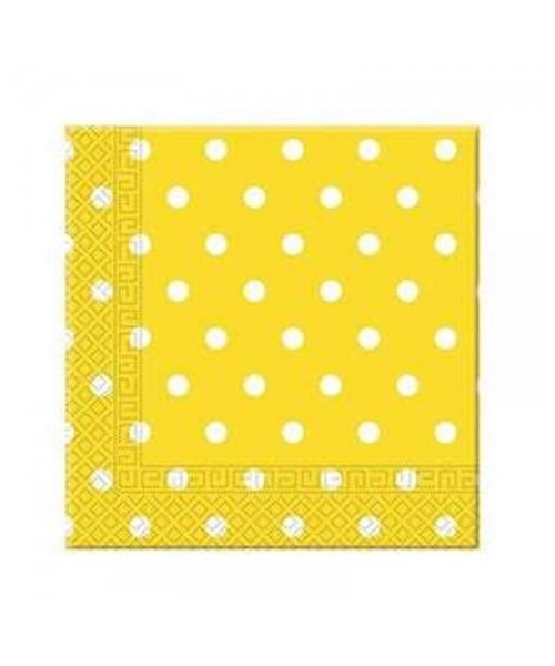 TOVAGLIOLO 33x33 GIALLO POIS BIANCHI PZ. 12 - L'Officina delle