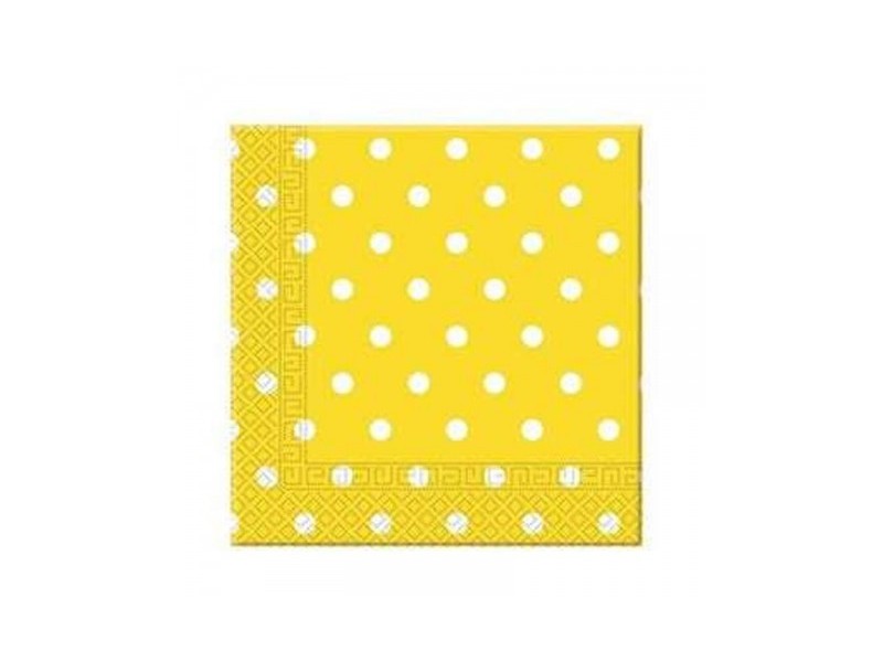 TOVAGLIOLO 33x33 GIALLO POIS BIANCHI PZ. 12 - L'Officina delle