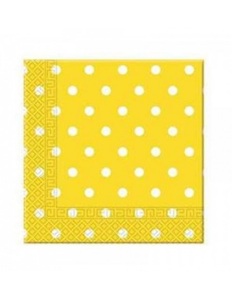 TOVAGLIOLO 33x33 GIALLO POIS BIANCHI PZ. 12 - L'Officina delle
