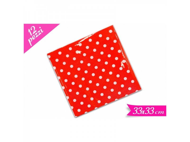 TOVAGLIOLO 33X33 ROSSO POIS BIANCHI PZ. 12 - L'Officina delle