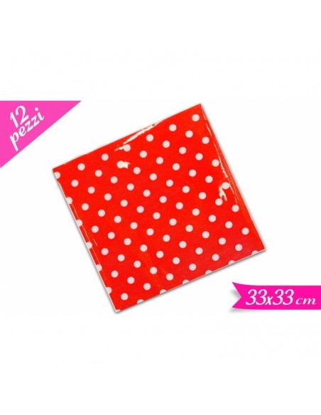 TOVAGLIOLO 33X33 ROSSO POIS BIANCHI PZ. 12 - L'Officina delle