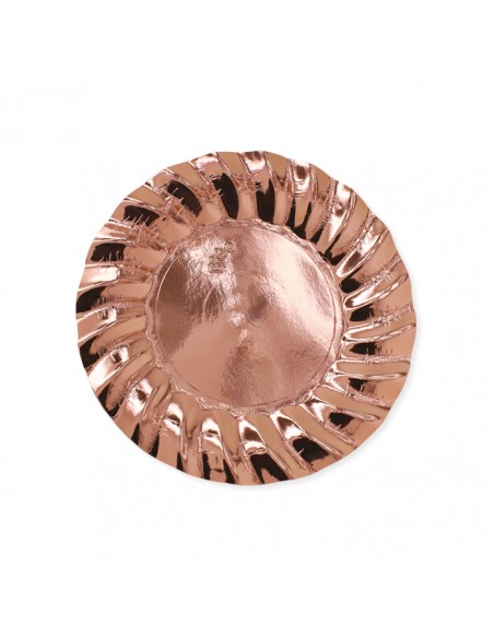 PIATTO CARTA FONDO DIAM. 24CM. WAVY ROSE GOLD 6PZ - L'Officina