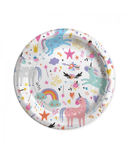 PIATTO CARTA DIAM. 24CM. UNICORN 8PZ - L'Officina delle feste