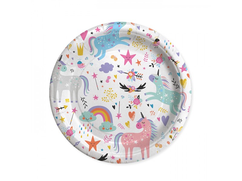 PIATTO CARTA DIAM. 24CM. UNICORN 8PZ - L'Officina delle feste