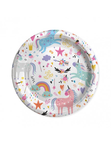 PIATTO CARTA DIAM. 24CM. UNICORN 8PZ - L'Officina delle feste