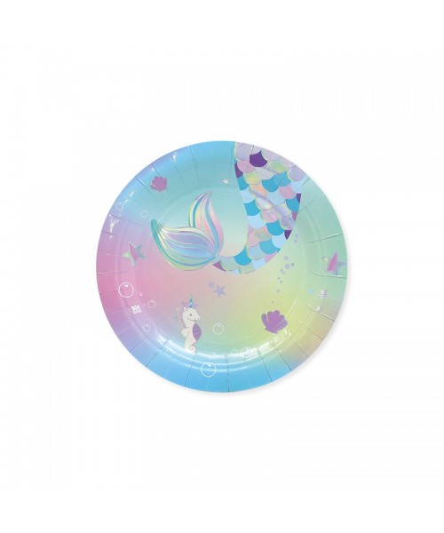PIATTO CARTA DIAM. 18CM. SIRENA MERMAID 8PZ - L'Officina delle
