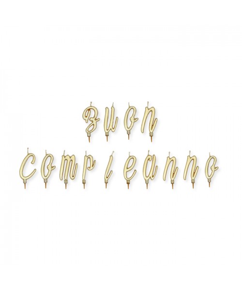 SET CANDELINE BUON COMPLEANNO ORO METAL CM.5,5 - L'Officina
