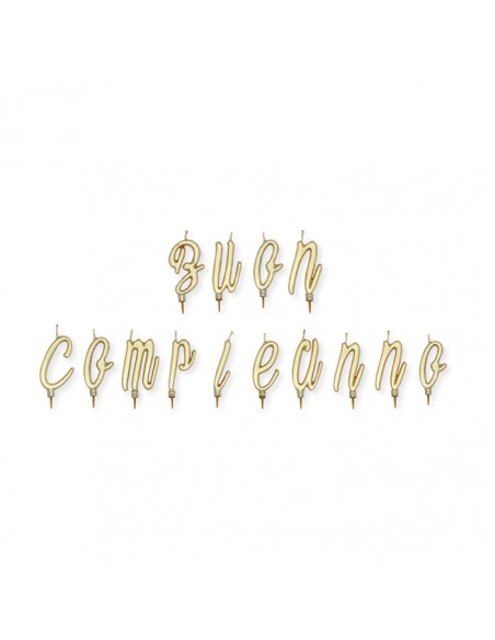 SET CANDELINE BUON COMPLEANNO ORO METAL CM.5,5 - L'Officina