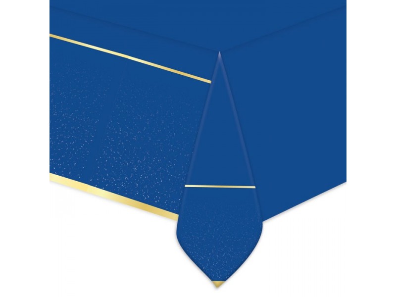 TOVAGLIA PLASTICA BLUE GOLD 140x270cm - L'Officina delle feste