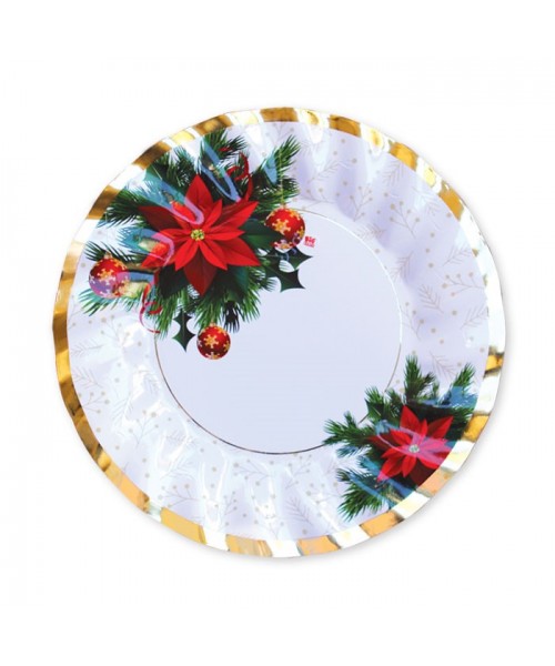 PIATTO CARTA CHRISTMAS MOOD 8PZ 25CM - L'Officina delle feste