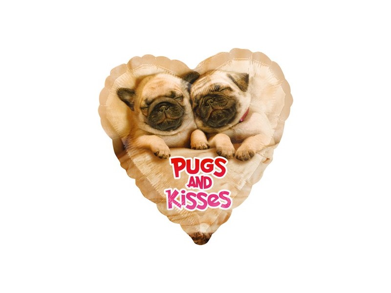 Pallone foil standard 17" - 42 cm Avanti Pugs & Kisses 1 pz -