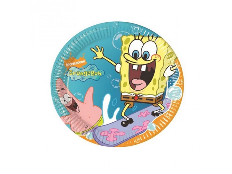 PIATTO CARTA 20CM SPONGEBOB 8PZ - L'Officina delle feste