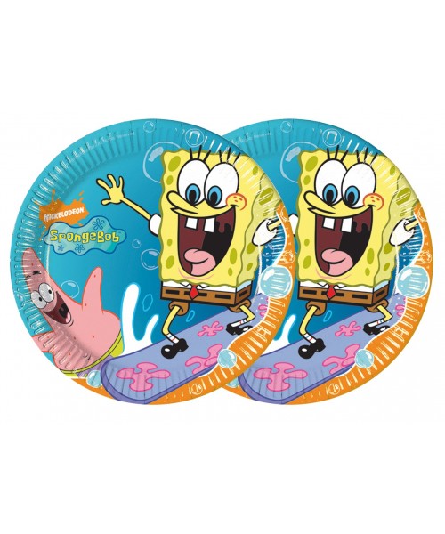 PIATTO CARTA 23CM SPONGEBOB 8PZ - L'Officina delle feste