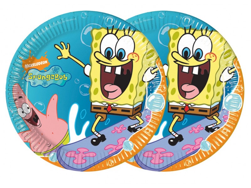 PIATTO CARTA 23CM SPONGEBOB 8PZ - L'Officina delle feste