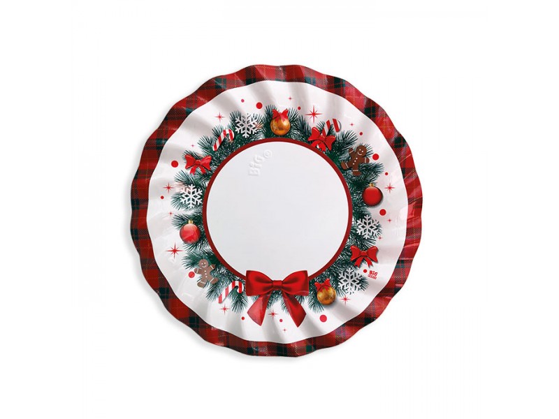 PIATTO CARTA CHRISTMAS KILT 8PZ 20CM - L'Officina delle feste