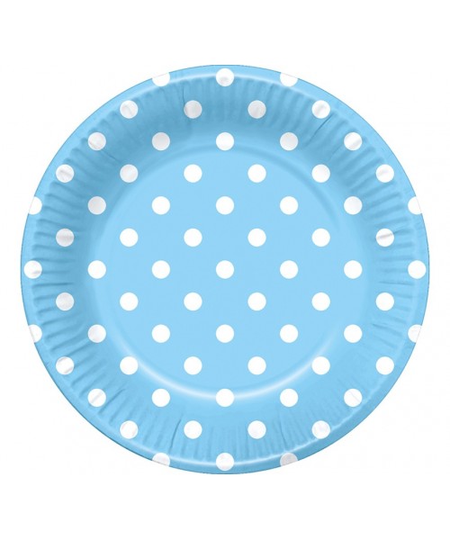 PIATTO CM. 18 CELESTE POIS BIANCHI PZ. 6 - L'Officina delle