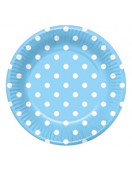 PIATTO CM. 18 CELESTE POIS BIANCHI PZ. 6 - L'Officina delle