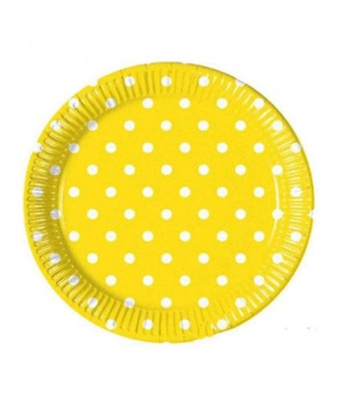 PIATTO CM. 18 GIALLO POIS BIANCHI PZ. 6 - L'Officina delle feste