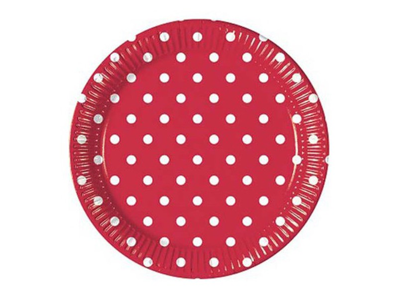 PIATTO CARTA CM. 23 ROSSO POIS BIANCHI PZ. 6 - L'Officina delle