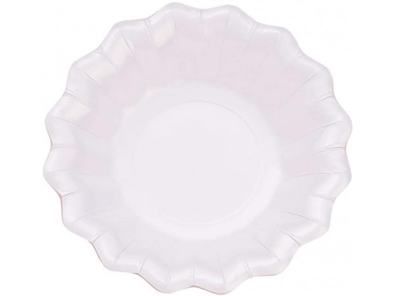 PIATTO CARTA FONDO 24CM BIANCO PERLA 8PZ - L'Officina delle
