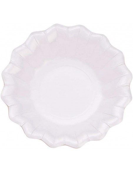 PIATTO CARTA FONDO 24CM BIANCO PERLA 8PZ - L'Officina delle