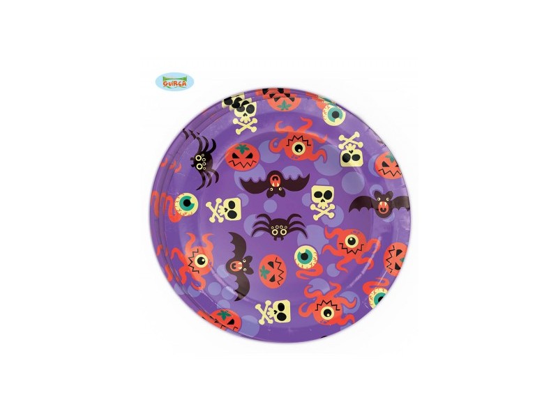 PIATTO MOSTRI 23 CM. HALLOWEEN PZ.8 - L'Officina delle feste