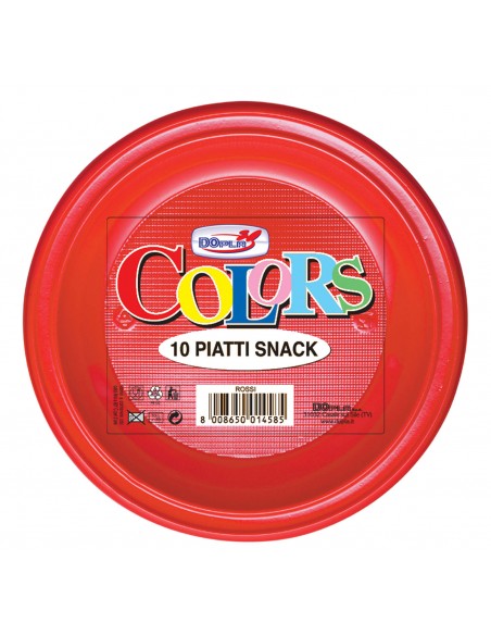 PIATTO SNACK ROSSO 10PZ - L'Officina delle feste