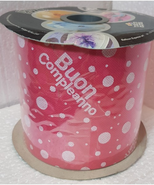 ROTOLO TNT BUON COMPLEANNO FUCSIA H.12,5CM X 50MT - L'Officina