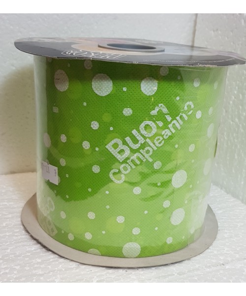 ROTOLO TNT BUON COMPLEANNO VERDE MELA H.12,5CM X 50MT -