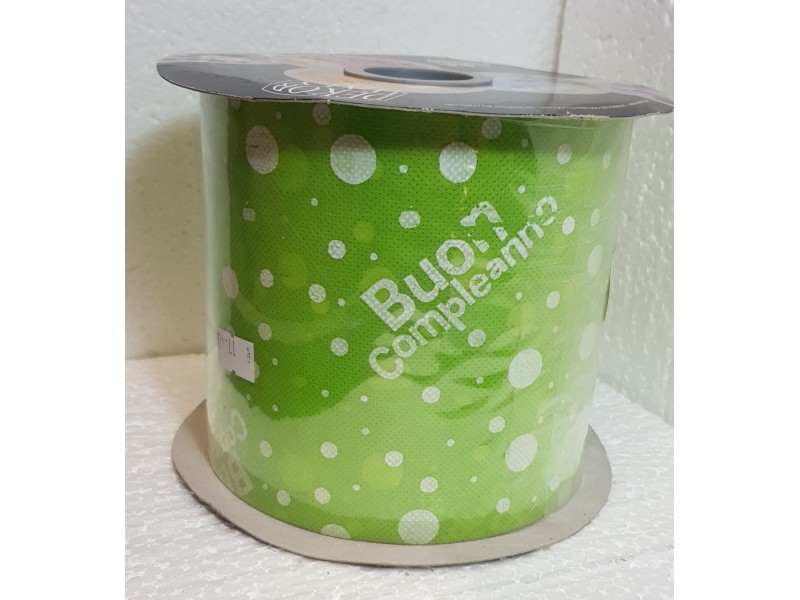 ROTOLO TNT BUON COMPLEANNO VERDE MELA H.12,5CM X 50MT -