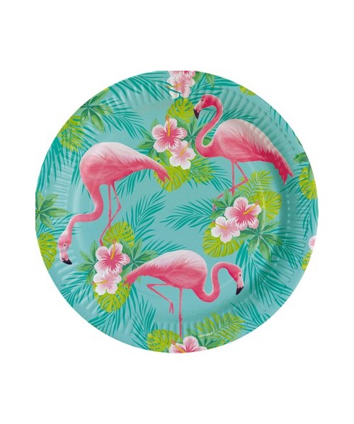 PIATTO CARTA 23CM FLAMINGO FENICOTTERO 8PZ - L'Officina delle