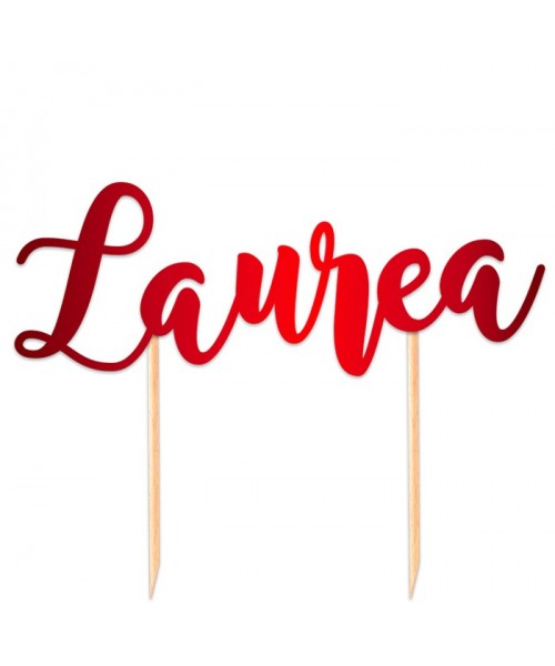 TOPPER CAKE LAUREA 20X14 ROSSO METAL - L'Officina delle feste