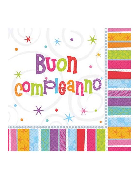 TOVAGLIOLO 33x33 cm BUON COMPLEANNO 16 pz - L'Officina delle