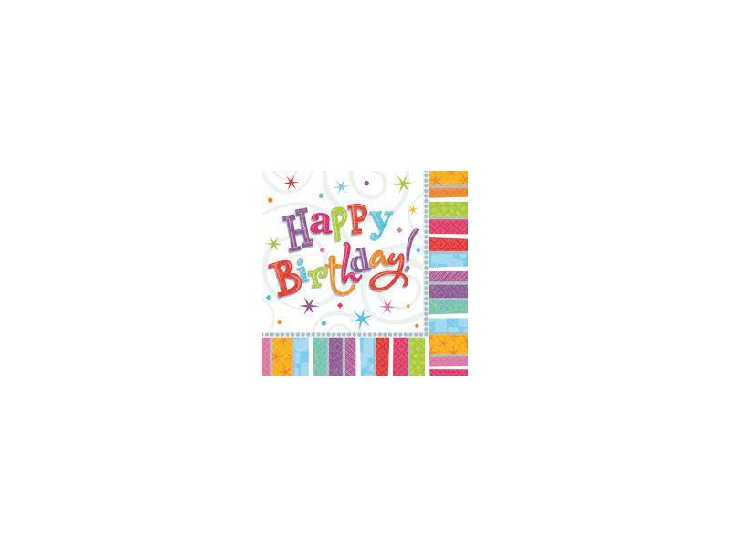 TOVAGLIOLO 33x33 cm HAPPY BIRTHDAY 16 pz - L'Officina delle