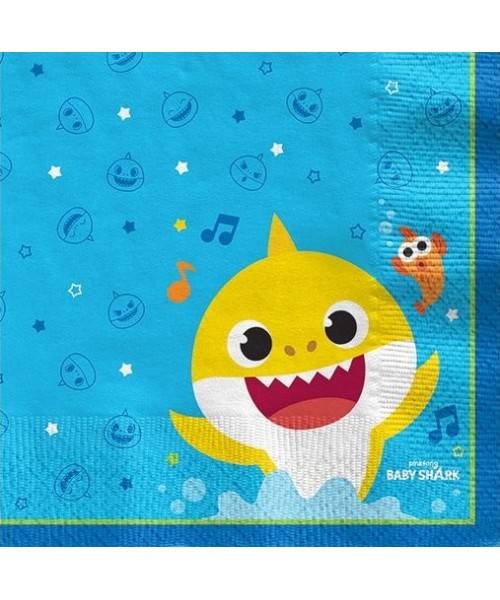 TOVAGLIOLO BABY SHARK 33X33 CM 16PZ - L'Officina delle feste