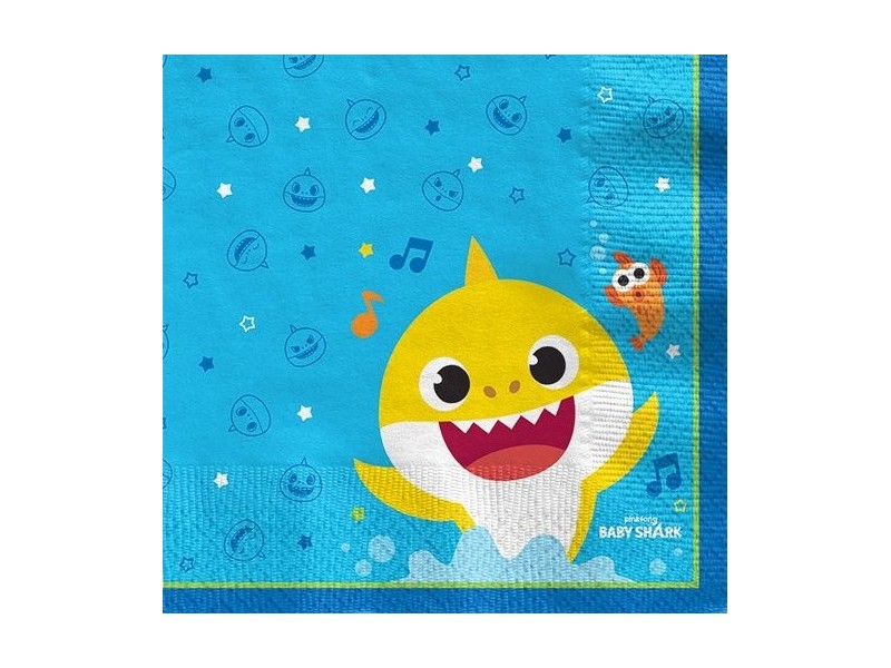 TOVAGLIOLO BABY SHARK 33X33 CM 16PZ - L'Officina delle feste