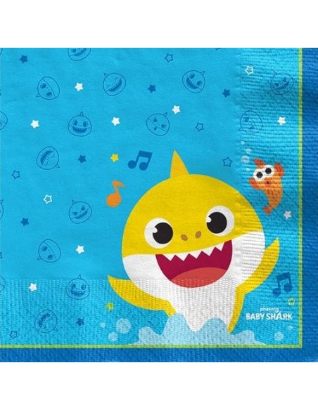 TOVAGLIOLO BABY SHARK 33X33 CM 16PZ - L'Officina delle feste