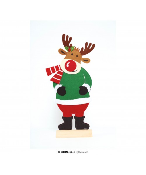 DECORO RENNA IN FELTRO CON BASE LEGNO 65 CM - L'Officina delle