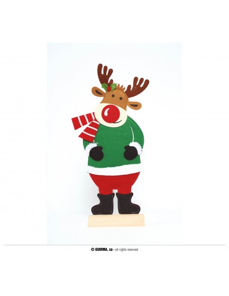 DECORO RENNA IN FELTRO CON BASE LEGNO 65 CM - L'Officina delle