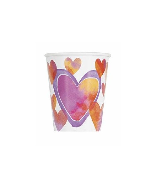 BICCHIERE WATERCOLORS HEARTS 270ML 8PZ - L'Officina delle feste