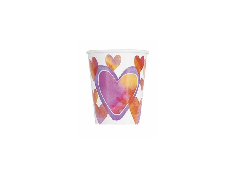 BICCHIERE WATERCOLORS HEARTS 270ML 8PZ - L'Officina delle feste