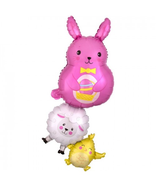 PALLONE MYLAR 39" PASQUA BUNNY AND FRIENDS 99CM - L'Officina