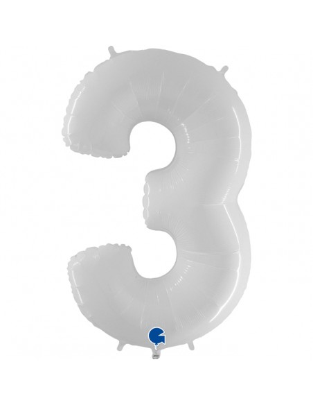 PALLONE MYLAR MEGA NUMERO N. 3 BIANCO 102CM - L'Officina delle PALLONE MYLAR MEGA NUMERO N. 3 BIANCO 102CM - L'Officina delle