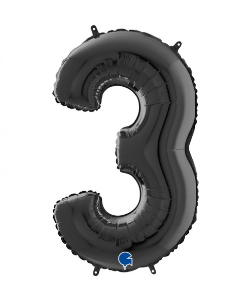 PALLONE MYLAR MEGA N. 3 NERO 102CM - L'Officina delle feste