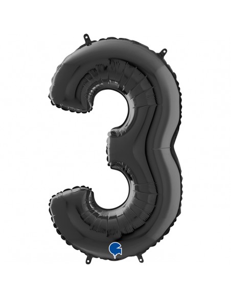 PALLONE MYLAR MEGA N. 3 NERO 102CM - L'Officina delle feste PALLONE MYLAR MEGA N. 3 NERO 102CM - L'Officina delle feste